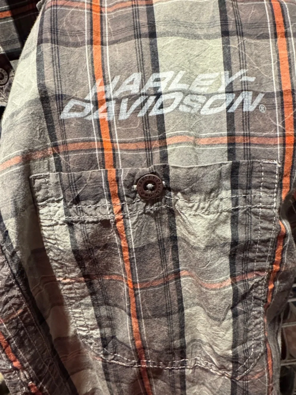 Harley Davidson Men's Short-Sleeve Plaid Button-Up Shirt-M - Picture 3 of 3